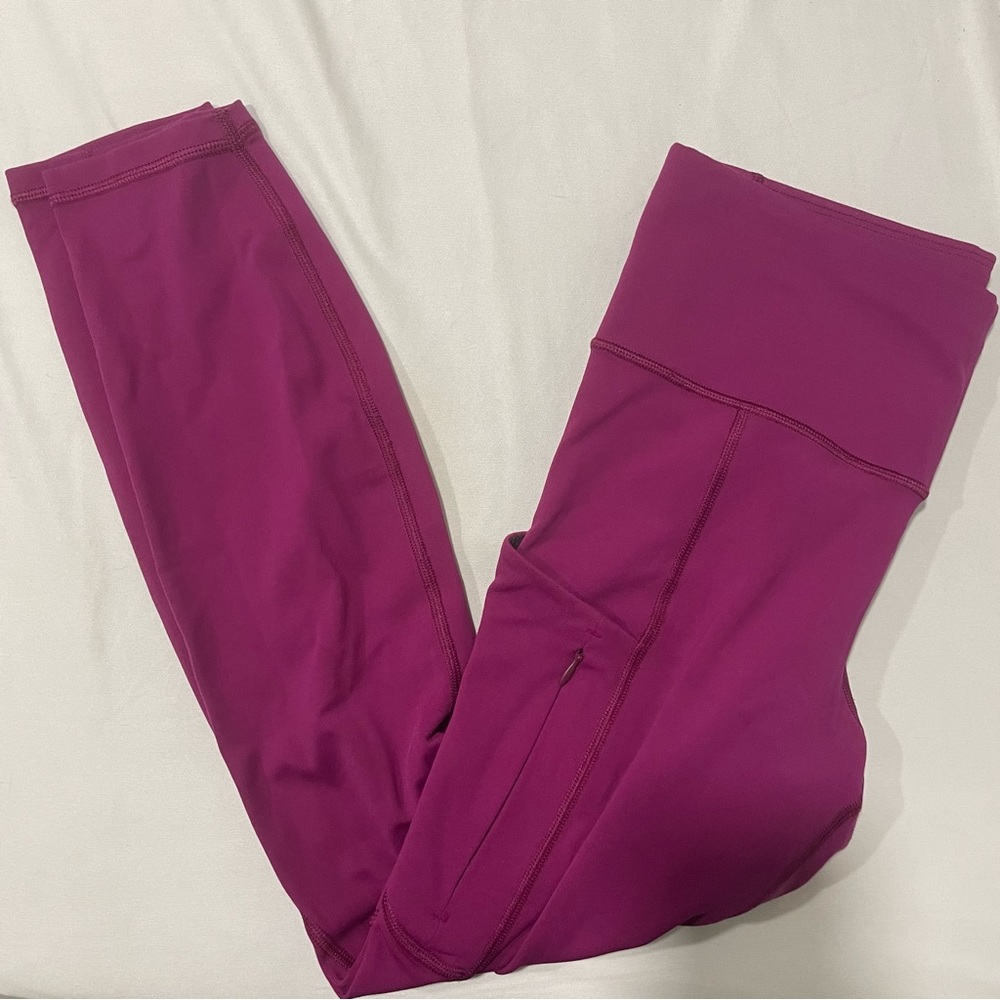 Athleta Womens Purple Pink Workout Leggings With Pockets Size Small